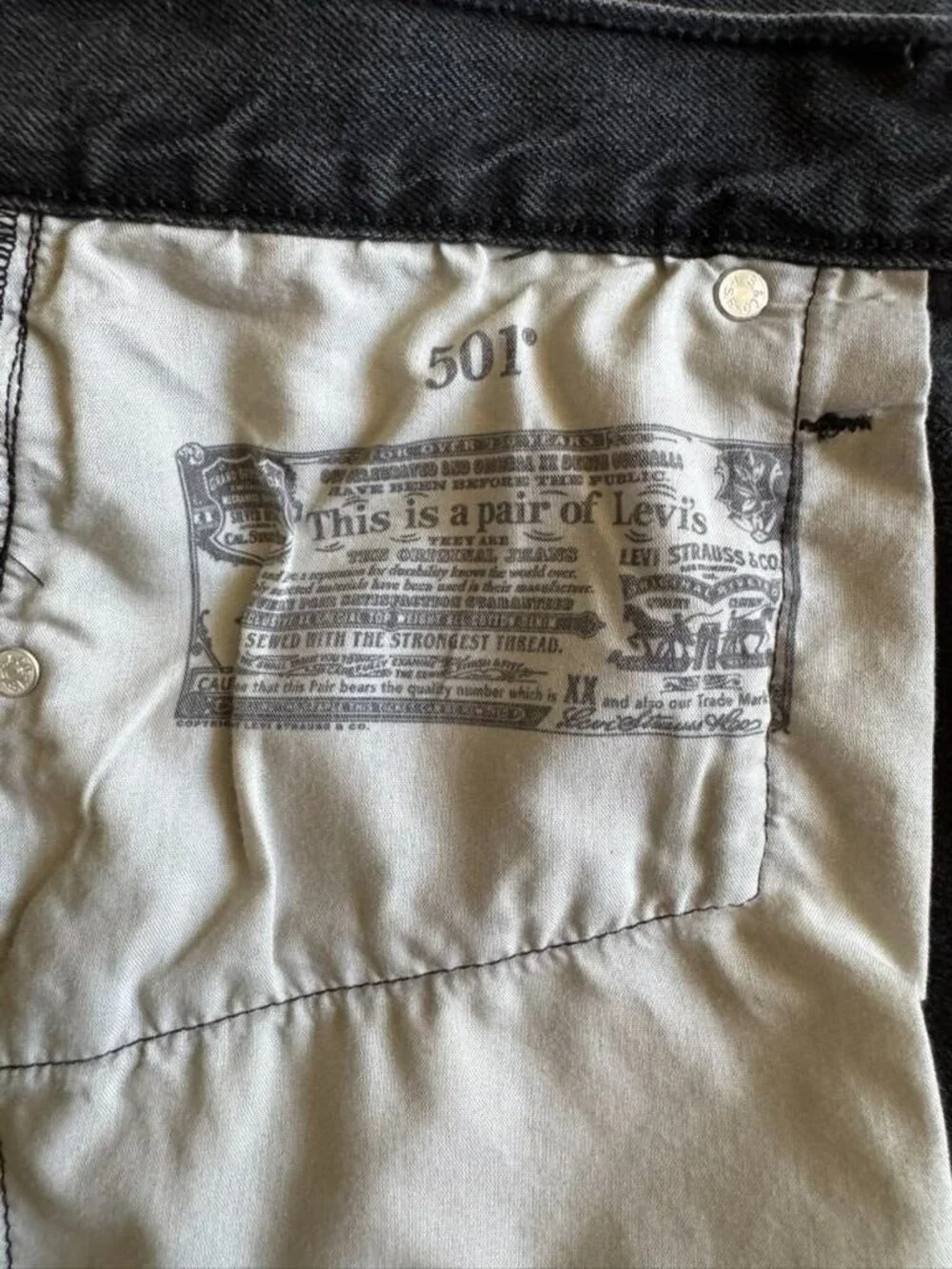 Levi's 501 Original 100% Cotton Black Button Fly Cut Off Jean Shorts Size 34